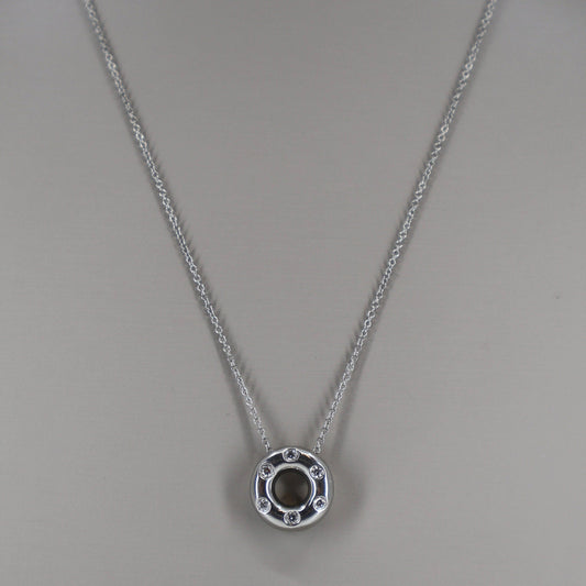 Platinum Tiffany & Co. Circle Pendant with 6 Bead-Set Diamonds OTC11594