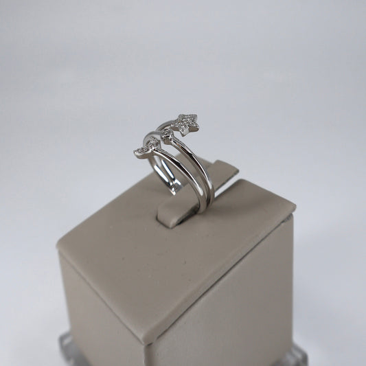 14K White Gold Moon and Star Wrap Ring with 29 Round Diamonds, .13 CTW DRCD6119