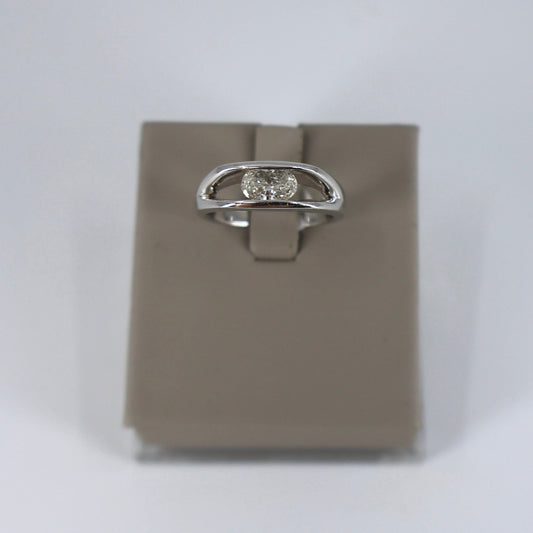 14K White Gold Split Shank Ring with .70 CT Oval East-West Channel-Set Diamond OTC10491