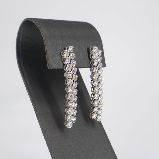 18KW 3.15CTW 44 ROUND DIAMOND BUBBLE STRAND DANGLE EARRINGS DECD7452