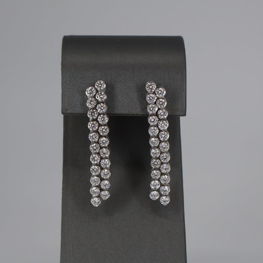 18KW 3.15CTW 44 ROUND DIAMOND BUBBLE STRAND DANGLE EARRINGS DECD7452