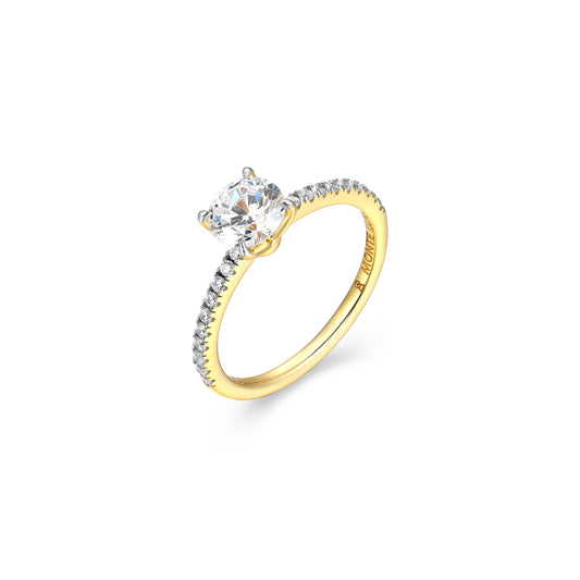 MR0141Y6 - Round Solitaire Pavé Ring