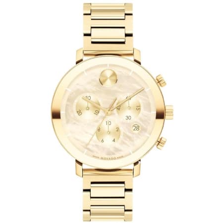 Movado Bold Evolution Quartz Chronograph Champagne Dial Gold Tone Steel Women's 3600788
