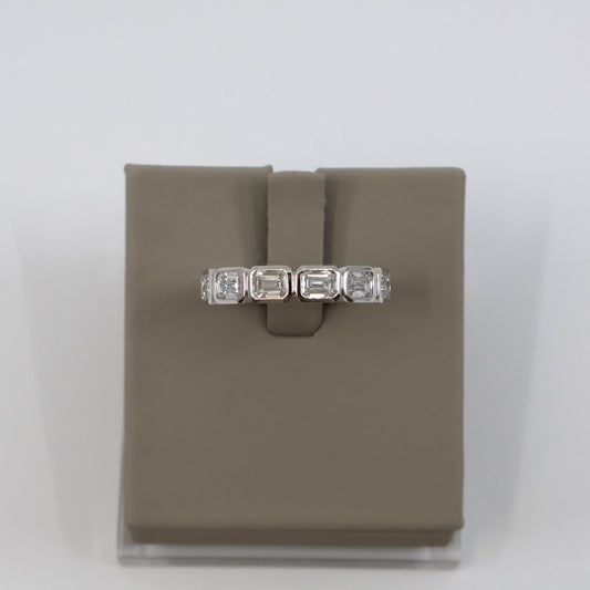 LAB GROWN 14KW 1.52CTW 7 EMERALD CUT BEZEL SET BAND LABDRCD780