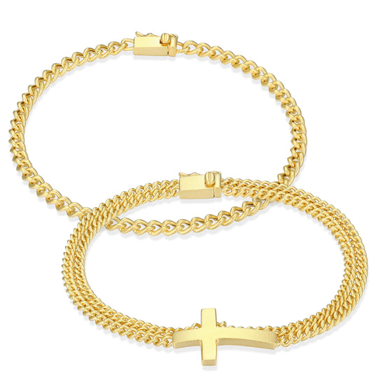ub0106-cross-box-set-double-cuban-chain-classic-cuban-chain-bracelets-in-14k-yellow-gold-plated-sterling-silver