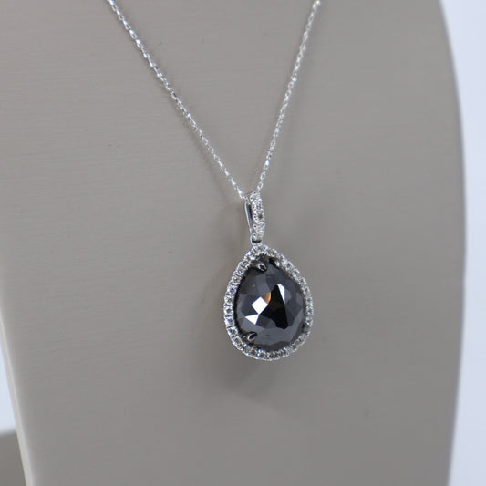 14KW .53 34 ROUND DIAMOND HALO / 10.39CTW PEAR SHAPE BLACK DIAMOND DPCD10900