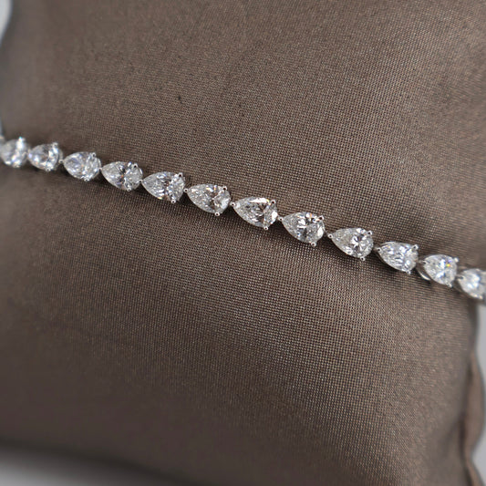 LAB GROWN 14KW 5.00CTW 26 PEAR SHAPE DIAMOND TENNIS BRACELET EF/VS2 LABDB0102