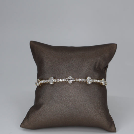 LAB GROWN 14KY 1.20CTW 26 ROUND DIAMOND AND 2.03CTW 5 OVAL DIAMOND FLEXIABLE BANGLE LABDB0159