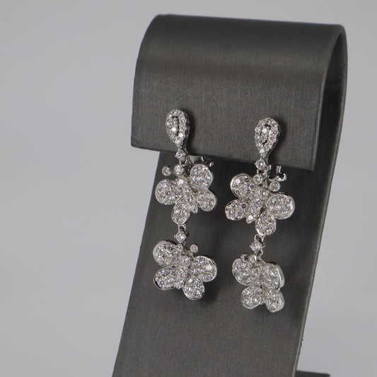 18KW 2.22CTW ROUND DIAMOND BUTTERFLY DANGLE EARRINGS DECD7480