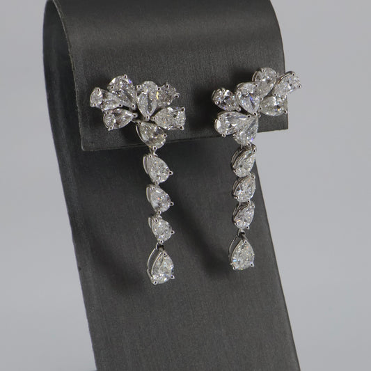18KW 5.67CTW 22 PEAR SHAPE DIAMOND DANGLE EARRINGS DECD7455
