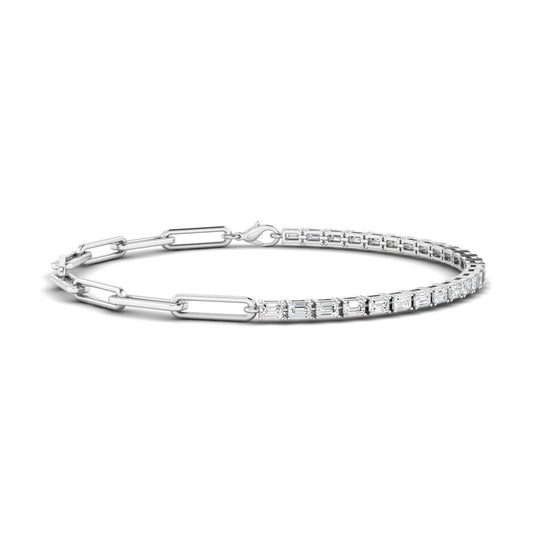 14K Gold Emerald Half Tennis Paperclip Bracelet