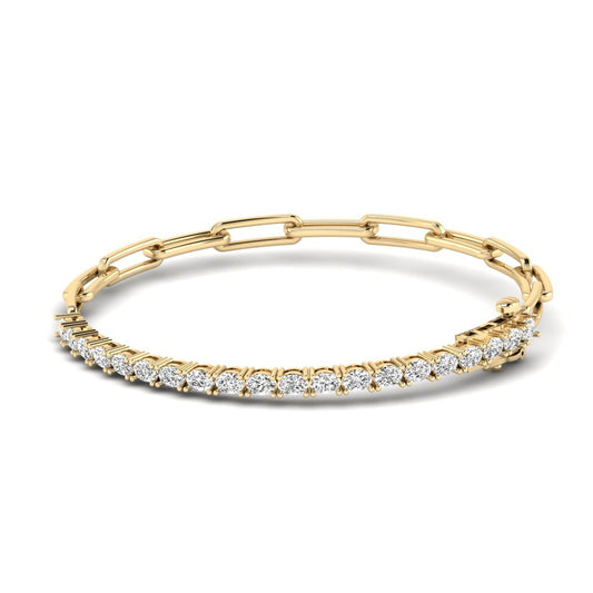 14K Gold Oval Half Tennis Paperclip Bracelet