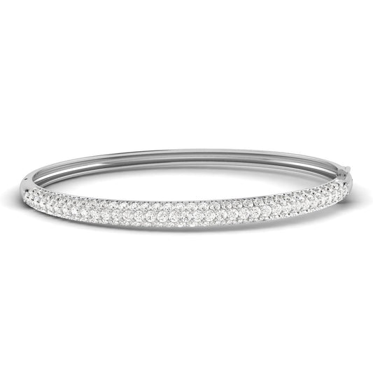 14K Gold Domed Pave Bangle Bracelet