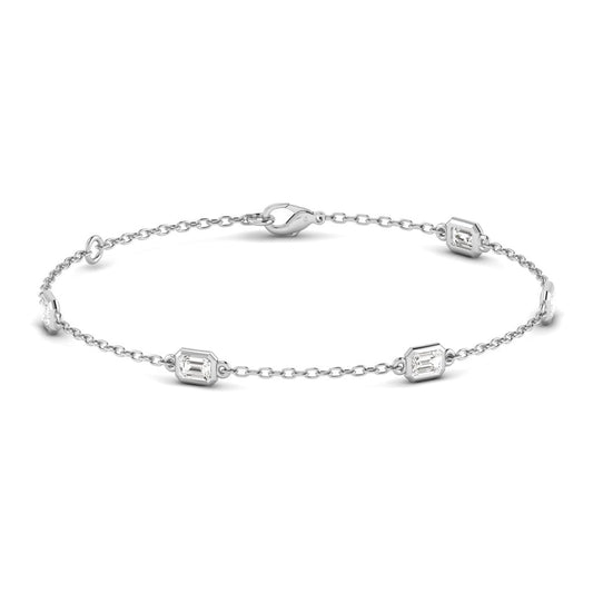 14K Gold Emerald Bezel Station Bracelet