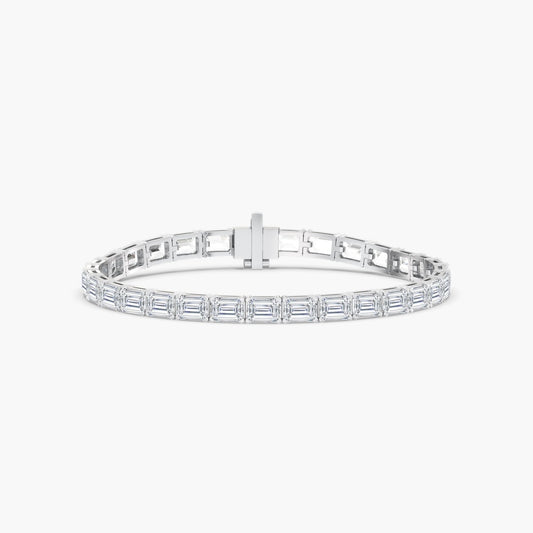 14K Gold East West Emerald Cut Tennis Bracelet