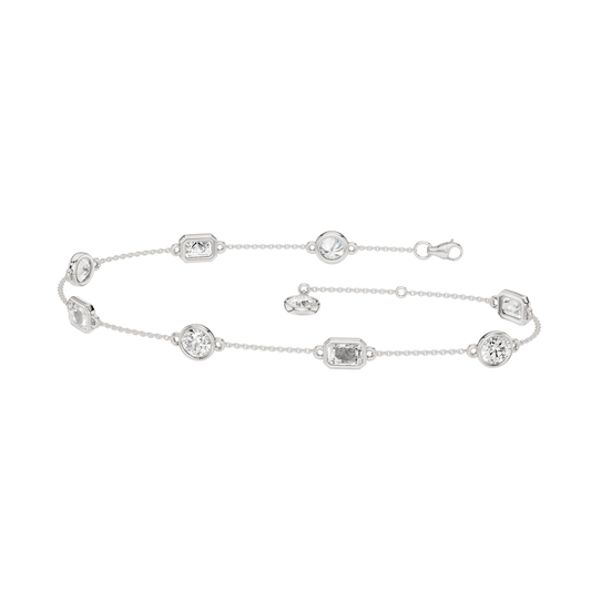 Station Bezel-Set Bracelet(Round+Emerald)