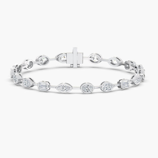 14K Gold Gold Frame Multi Shape Tennis Bracelet