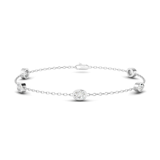 14K Gold Multi Shape Bezel Station Bracelet