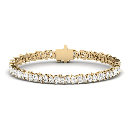 14K Gold Multi Shape Tennis Bracelet