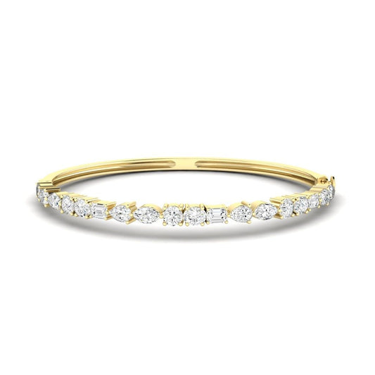 14K Gold Multi Shape Bangle East West Bracelet