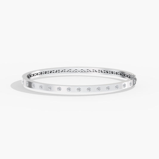 14K Gold Round Inlay Bangle Bracelet