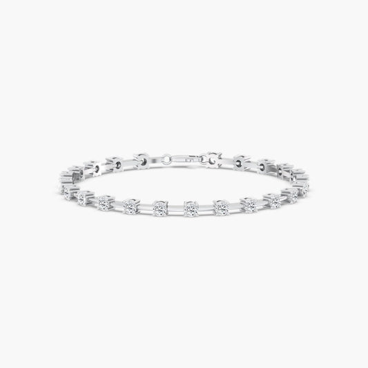 14K Gold F/Vs+ 23 Round Diamond Orbit Tennis Bracelet