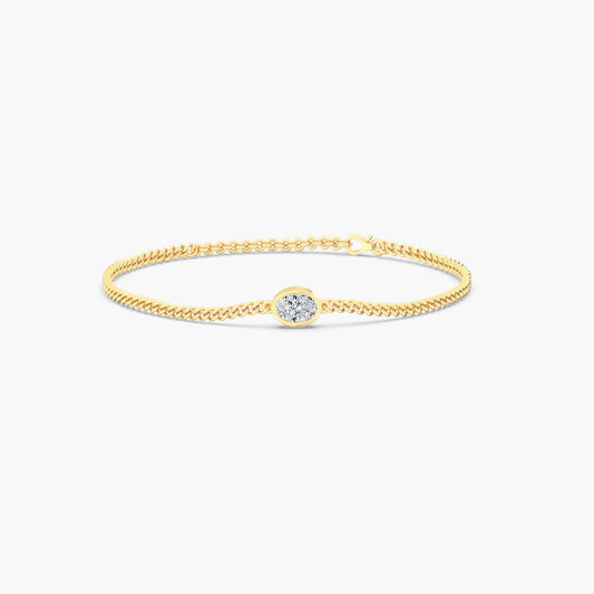 14K Gold Oval Bezel Bracelet