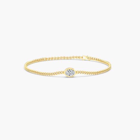 14K Gold Oval Bezel Bracelet