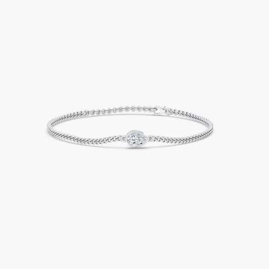 14K Gold Pear Bezel Bracelet