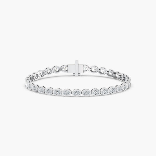 14K Gold East West Oval Bezel Tennis Bracelet