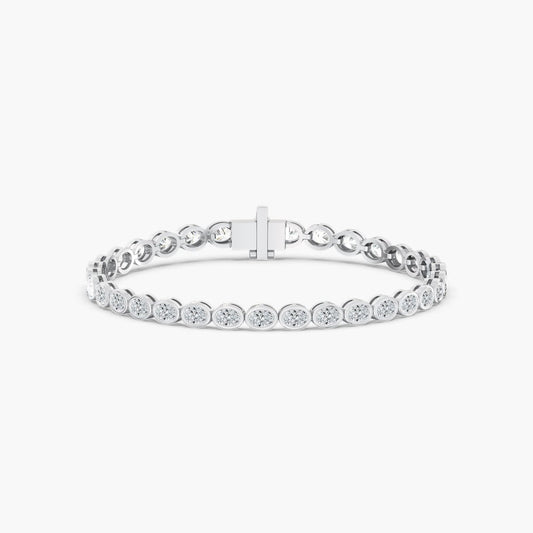 14K Gold East West Oval Bezel Tennis Bracelet