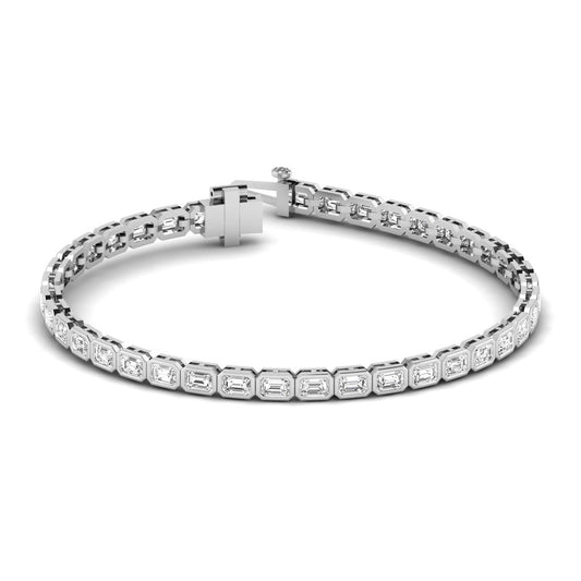 14K Gold East West Emerald Bezel Tennis Bracelet
