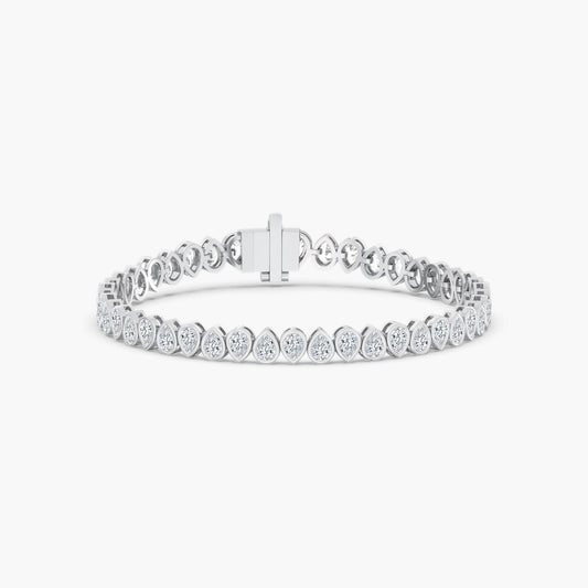 14K Gold Pear Shape Reverse Set Bezel Tennis Bracelet