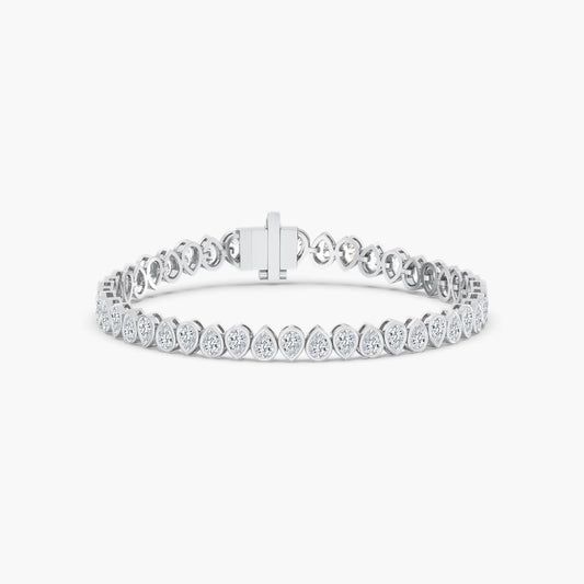 14K Gold Pear Shape Reverse Set Bezel Tennis Bracelet