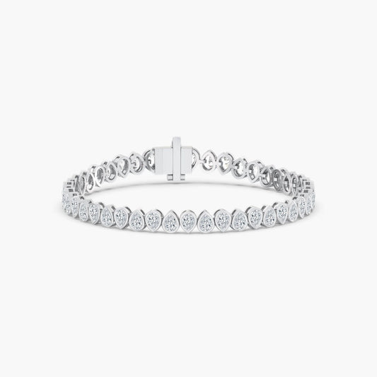 14K Gold Pear Shape Reverse Set Bezel Tennis Bracelet