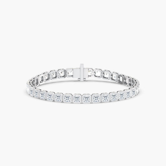 14K Gold Asscher Bezel Tennis Bracelet
