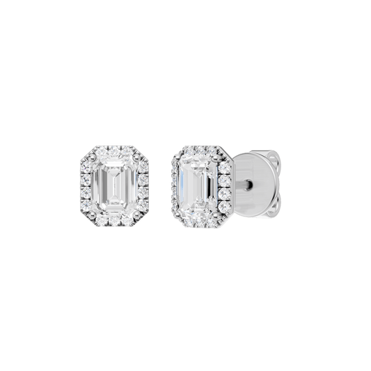 Petite Halo Stud Earrings(Emerald)
