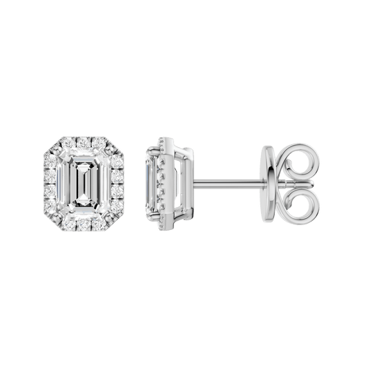 Petite Halo Stud Earrings(Emerald)