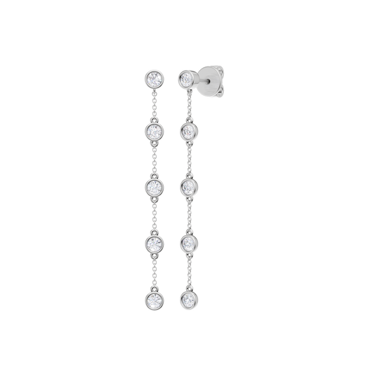 Station Bezel-Set Earrings(Round)