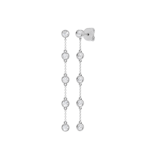 Station Bezel-Set Earrings(Round)