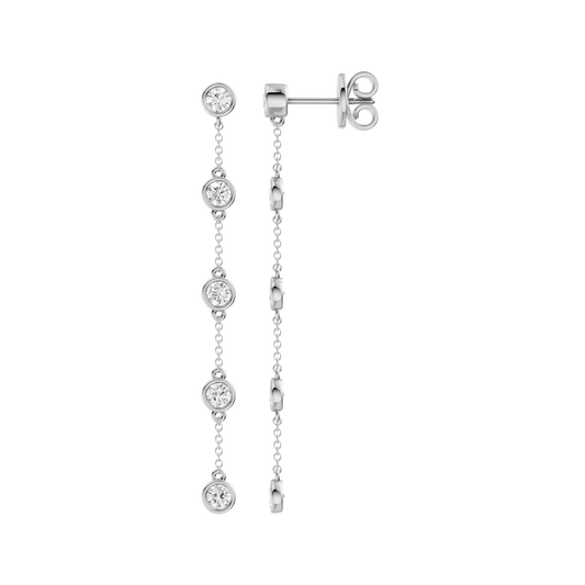 Station Bezel-Set Earrings(Round)