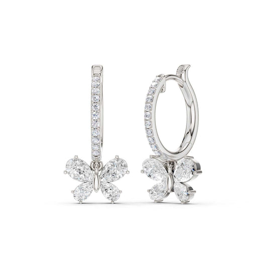 Butterfly Drop Hoop Earrings(Pear)