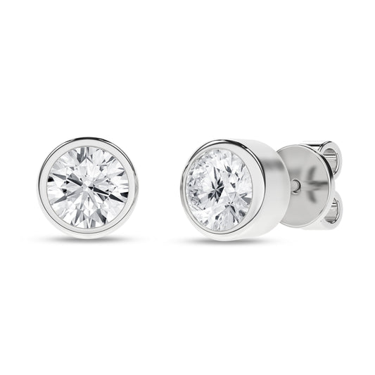 Bezel-Set Solitaire Stud Earrings (Round)