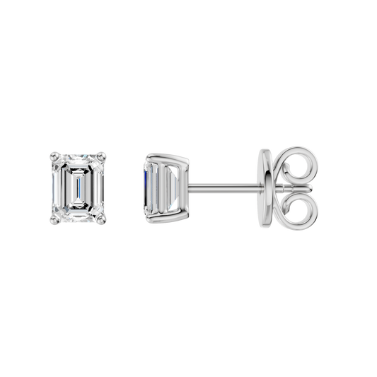 Solitaire Stud Earrings(Emerald)