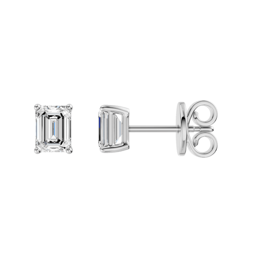 Solitaire Stud Earrings(Emerald)