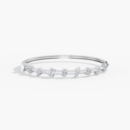 14K Gold Spaced Multi Shape Bangle Bracelet