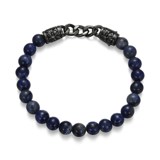 ub0099-dark-reign-chisel-rondelle-cuban-chain-sodalite-beaded-bracelet-in-gunmetal-plated-sterling-silver