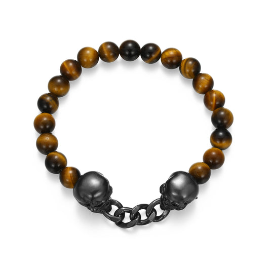 ub0101-dark-reign-skull-rondelle-cuban-chain-tiger-s-eye-beaded-bracelet-in-gunmetal-plated-sterling-silver
