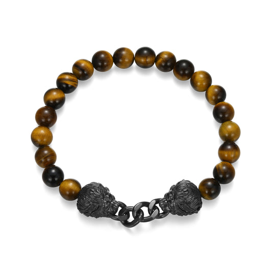 ub0104-dark-reign-lion-rondelle-cuban-chain-tiger-s-eye-beaded-bracelet-in-gunmetal-plated-sterling-silver