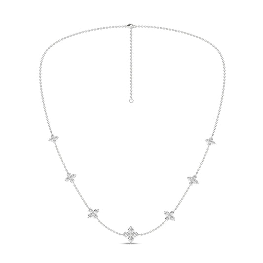 Flower Petals Stud Station Necklace (Round)